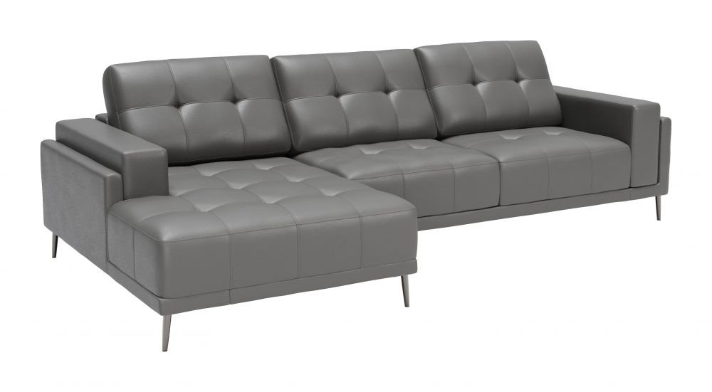 Zuo Mod Bliss LAF Chaise Sectional Sofa, Gray