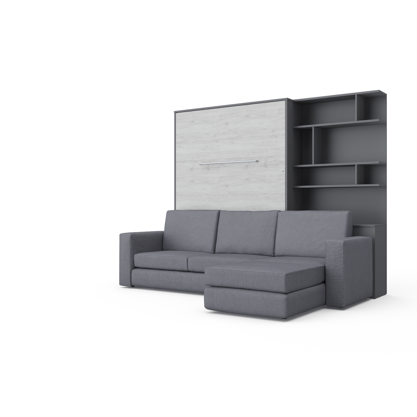 Maxima House Invento Sectional Sofa Murphy Bed Full XL Vertical with Bookcase Invento