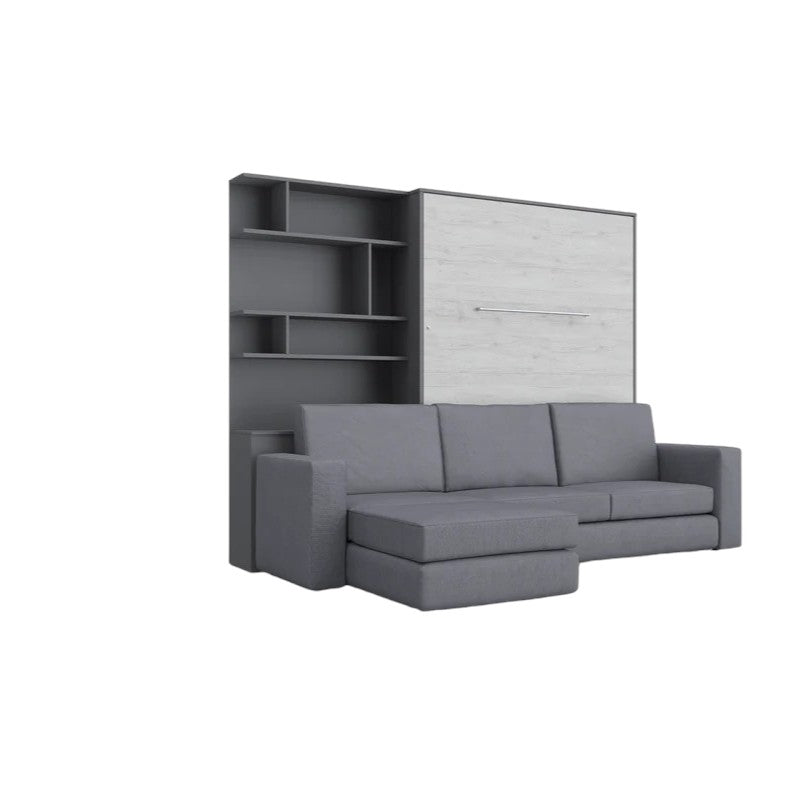 Maxima House Invento Sectional Sofa Murphy Bed Full XL Vertical with Bookcase Invento