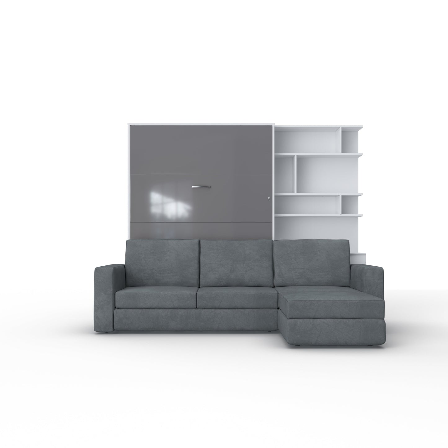 Maxima House Invento Sectional Sofa Murphy Bed European Full XL Vertical with Bookcase