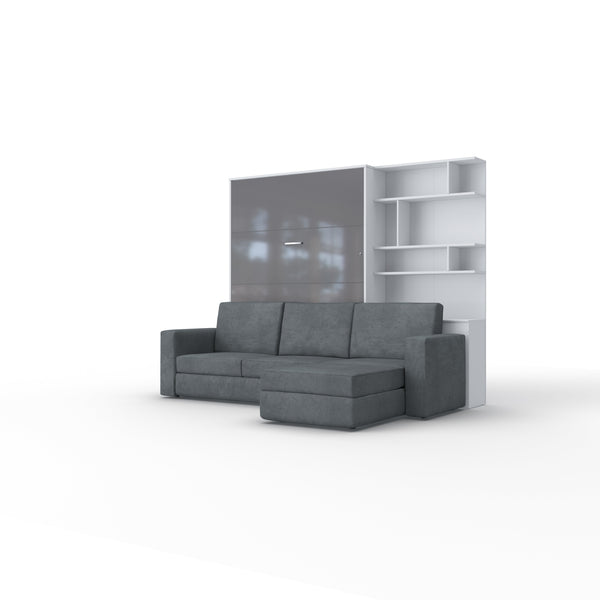 Maxima House Invento Sectional Sofa Murphy Bed European Full XL Vertical with Bookcase