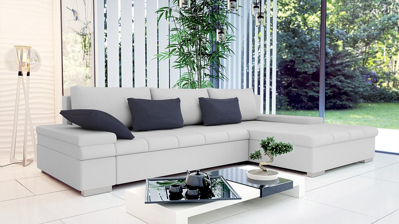 MABEL Sectional Sleeper Sofa, Light Gray