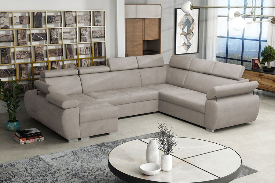 DANTE Sectional Sleeper Sofa, Light Gray