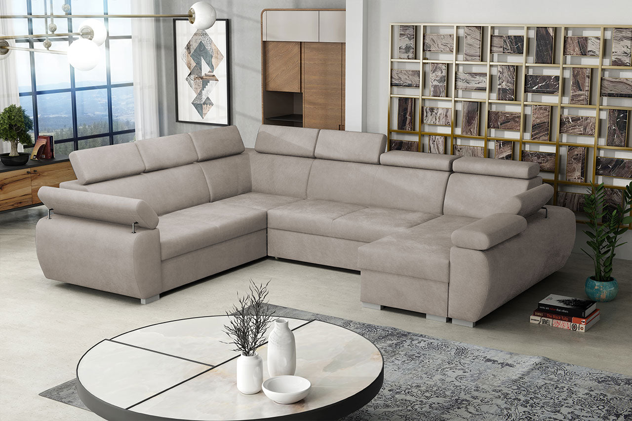 DANTE Sectional Sleeper Sofa, Light Gray