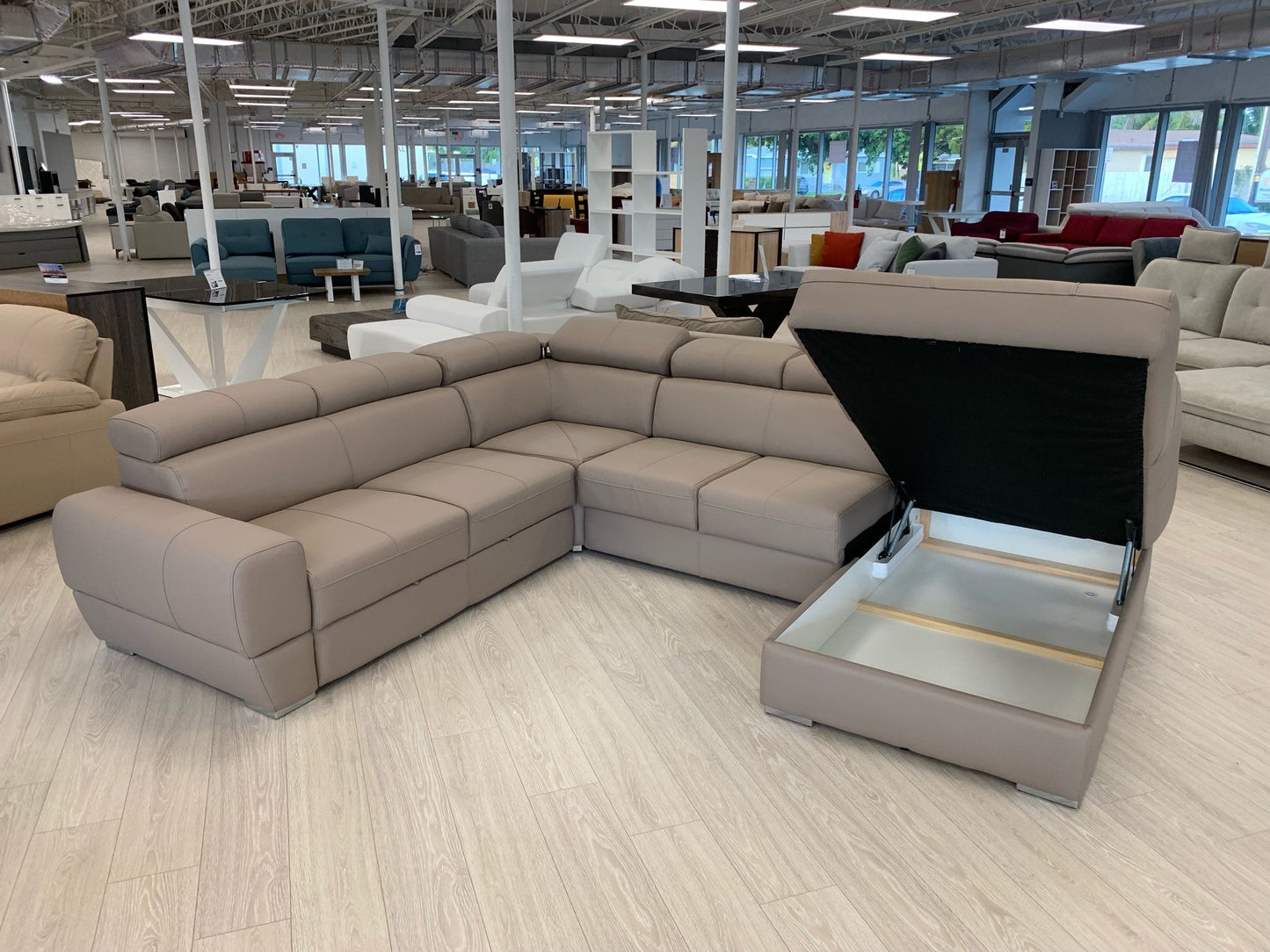 VENTO Large Sectional Sleeper Sofa, Gray