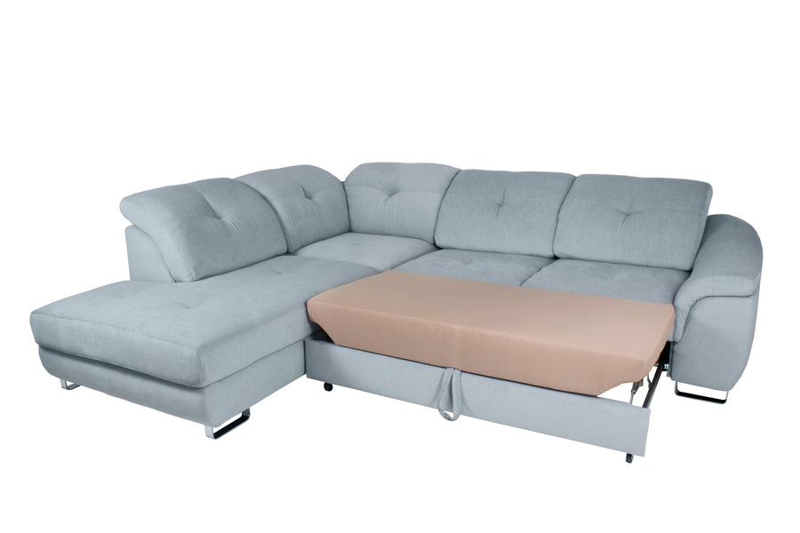 NOBILIA Light Gray Sectional Sleeper Sofa with Storage, Left Corner