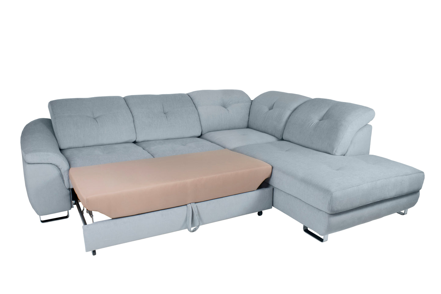 NOBILIA Light Gray Sectional Sleeper Sofa with Storage, Right Corner