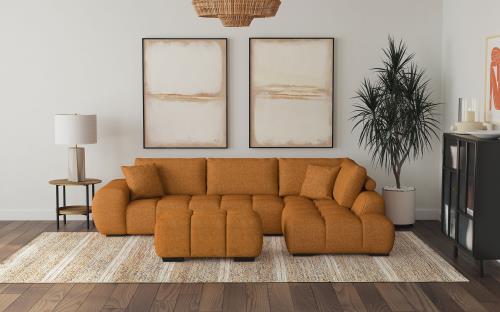 Coaster Camacho Upholstered Sectional Sofa with Ottoman Set Orange