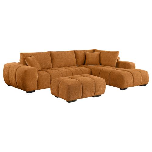 Coaster Camacho Upholstered Sectional Sofa with Ottoman Set Orange