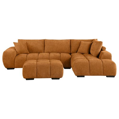 Coaster Camacho Upholstered Sectional Sofa with Ottoman Set Orange