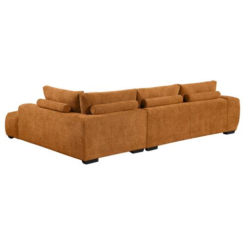 Coaster Camacho Upholstered Sectional Sofa with Ottoman Set Orange