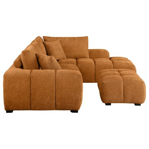 Coaster Camacho Upholstered Sectional Sofa with Ottoman Set Orange