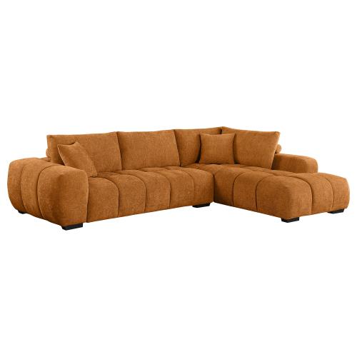 Coaster Camacho Upholstered Sectional Sofa with Ottoman Set Orange