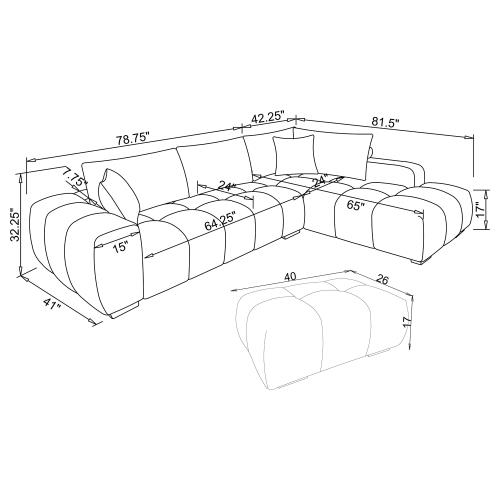 Coaster Camacho Upholstered Sectional Sofa with Ottoman Set Orange