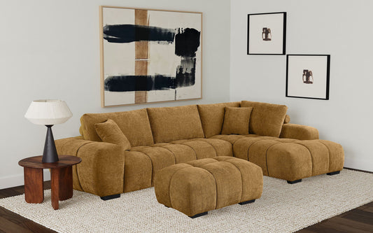 Coaster Camacho Upholstered Sectional Sofa with Ottoman Set Amber