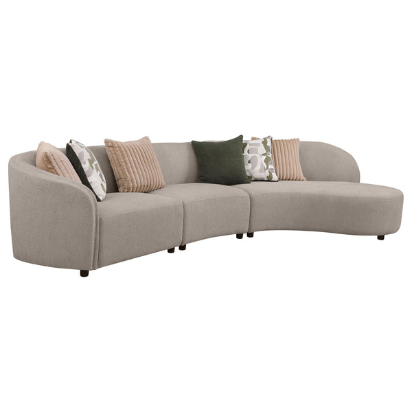 Coaster Fayette Greige 3-Piece Upholstered Sectional Sofa