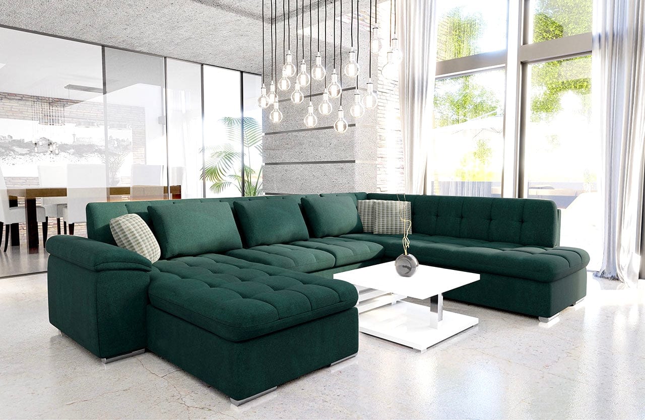 LEONARDO Green Sectional Sleeper Sofa