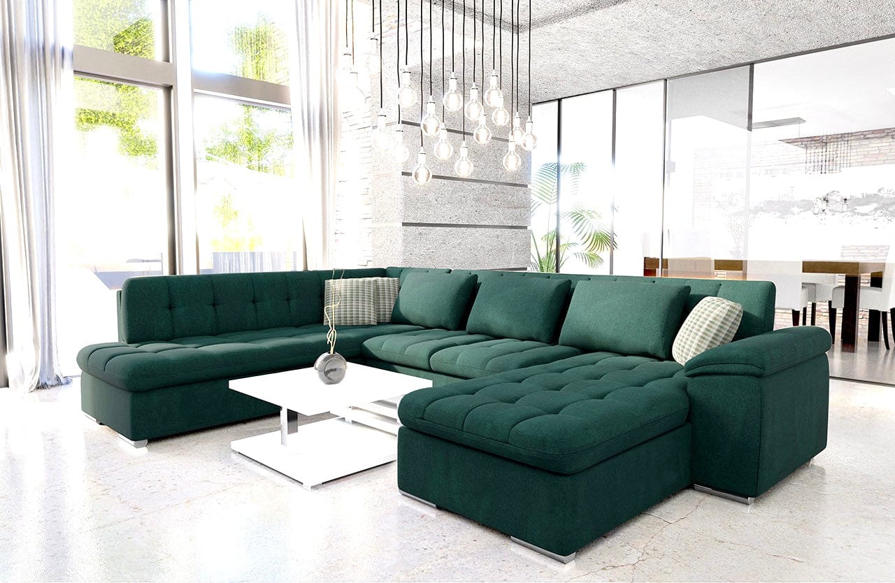 LEONARDO Green Sectional Sleeper Sofa