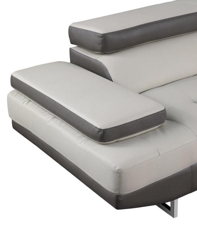 Global United Furniture Two-Tone Light Gray Right Arm Facing Sectional Sofa