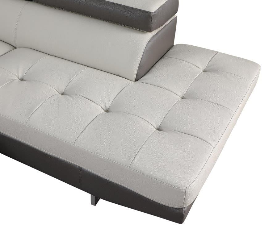 Global United Furniture Two-Tone Light Gray Right Arm Facing Sectional Sofa