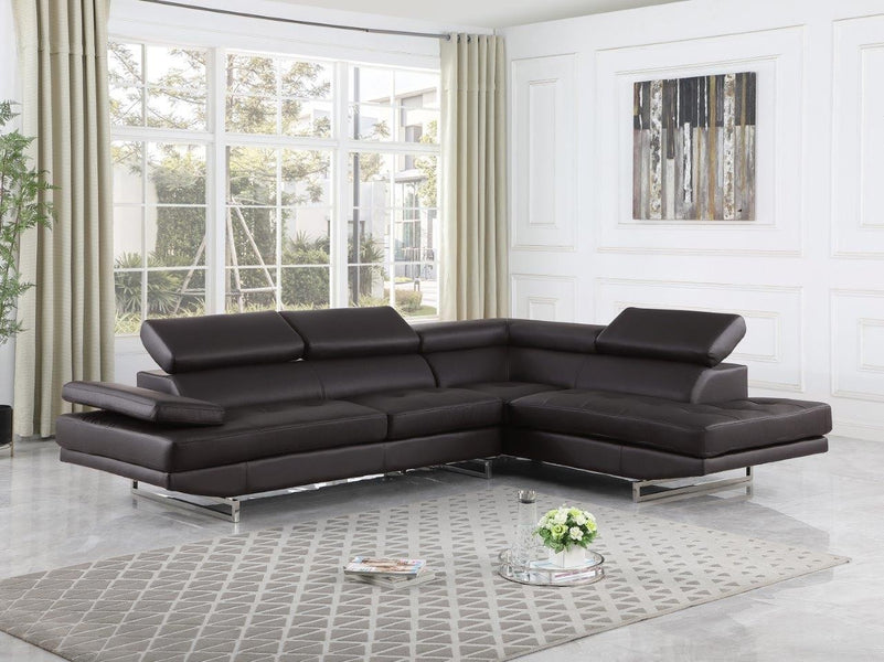 Global United Furniture Brown Left Arm Facing Sectional Sofa