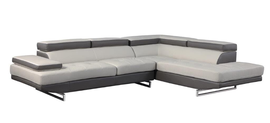 Global United Furniture Two-Tone Light Gray Right Arm Facing Sectional Sofa