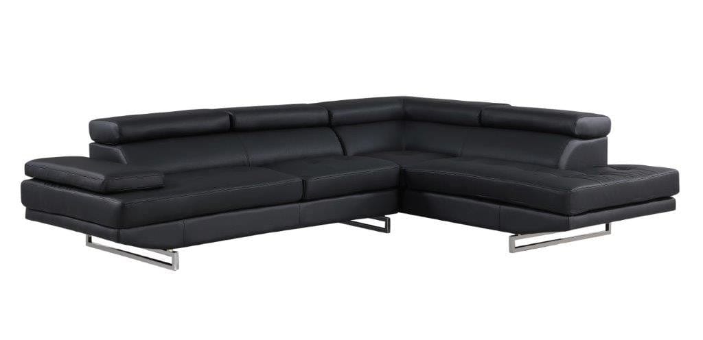 Global United Furniture Black Right Arm Facing Sectional Sofa