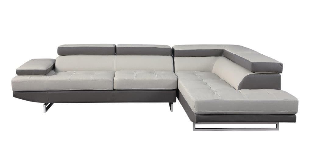 Global United Furniture Two-Tone Light Gray Right Arm Facing Sectional Sofa