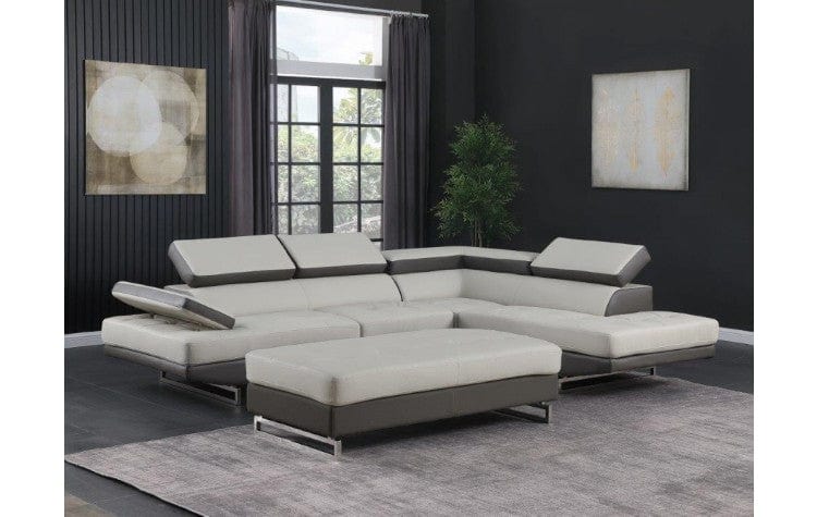 Global United Furniture Two-Tone Light Gray Right Arm Facing Sectional Sofa