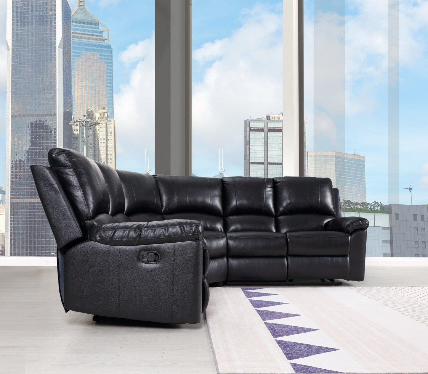 Global United Furniture DivanItalia Black Sofa Set – Top Grain Italian Leather