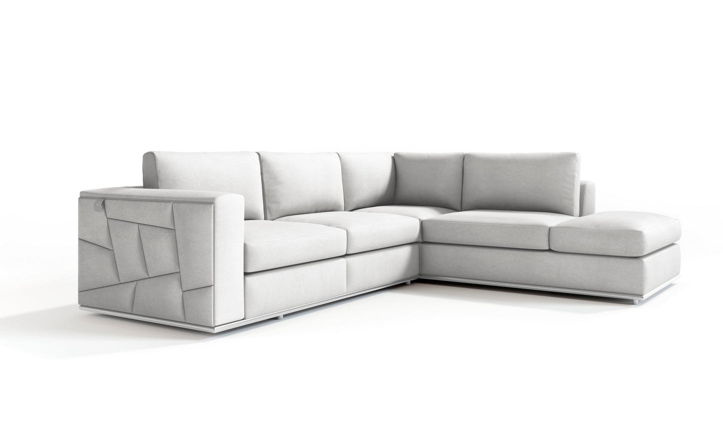 Global United Furniture DivanItalia White Right Arm Facing Sectional Sofa – Top Grain Italian Leather