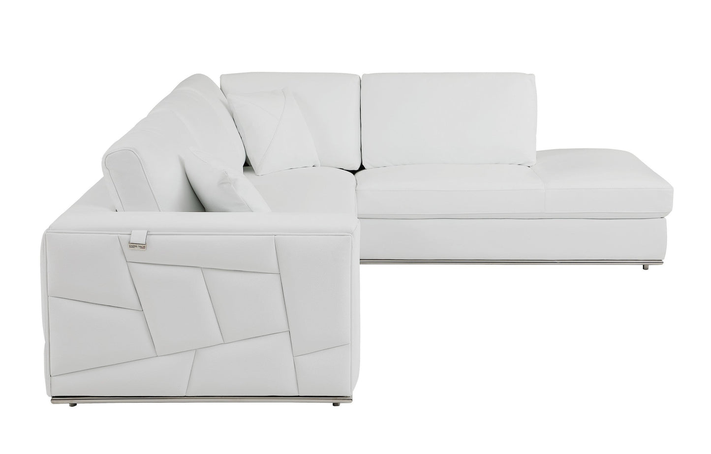 Global United Furniture DivanItalia White Right Arm Facing Sectional Sofa – Top Grain Italian Leather