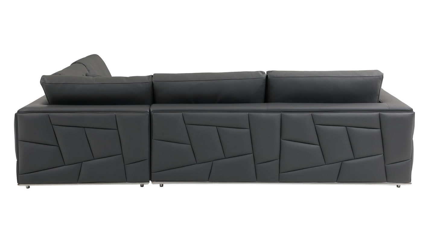 Global United Furniture DivanItalia Dark Gray Right Arm Facing Sectional Sofa – Top Grain Italian Leather