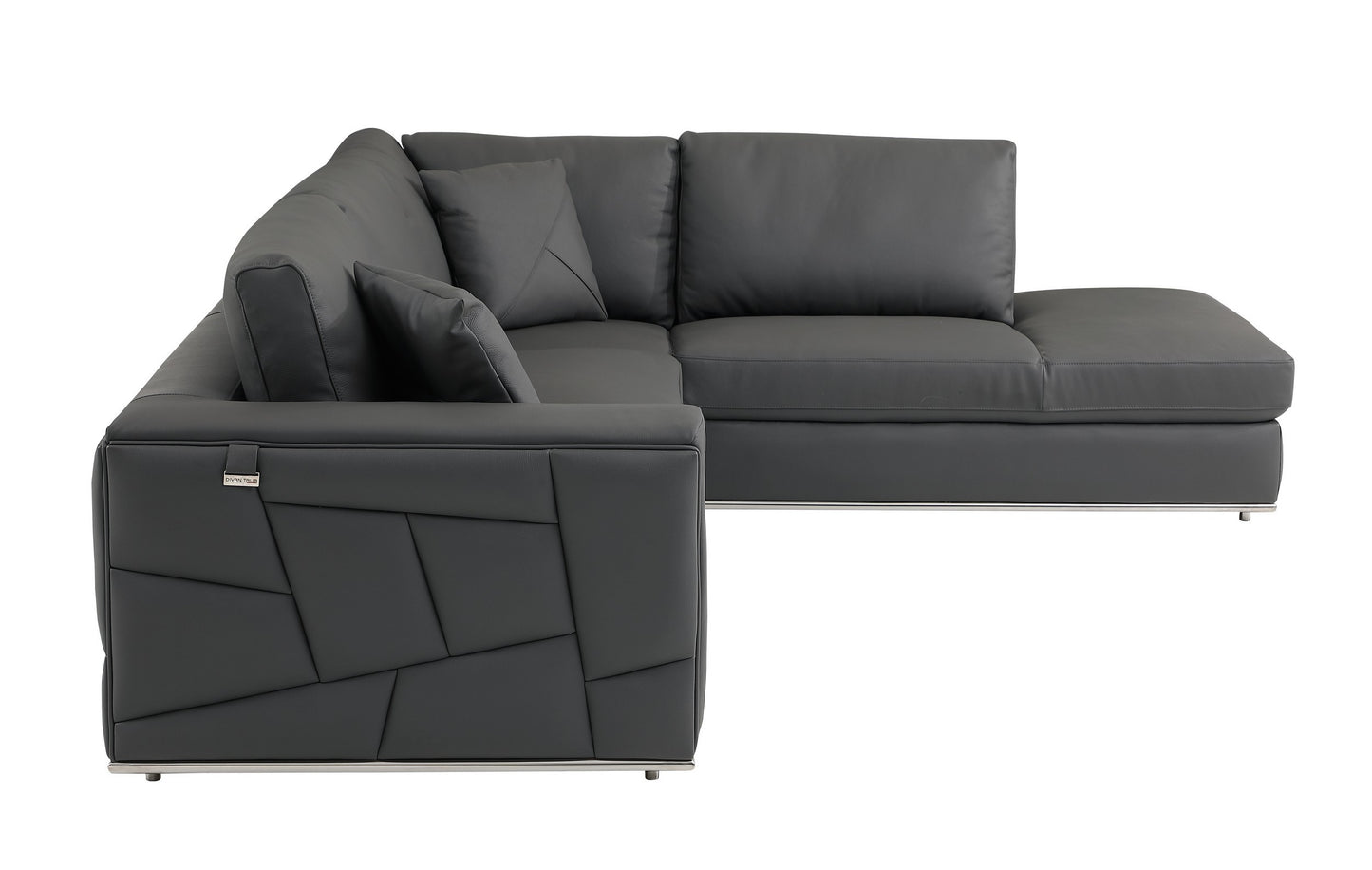 Global United Furniture DivanItalia Dark Gray Right Arm Facing Sectional Sofa – Top Grain Italian Leather