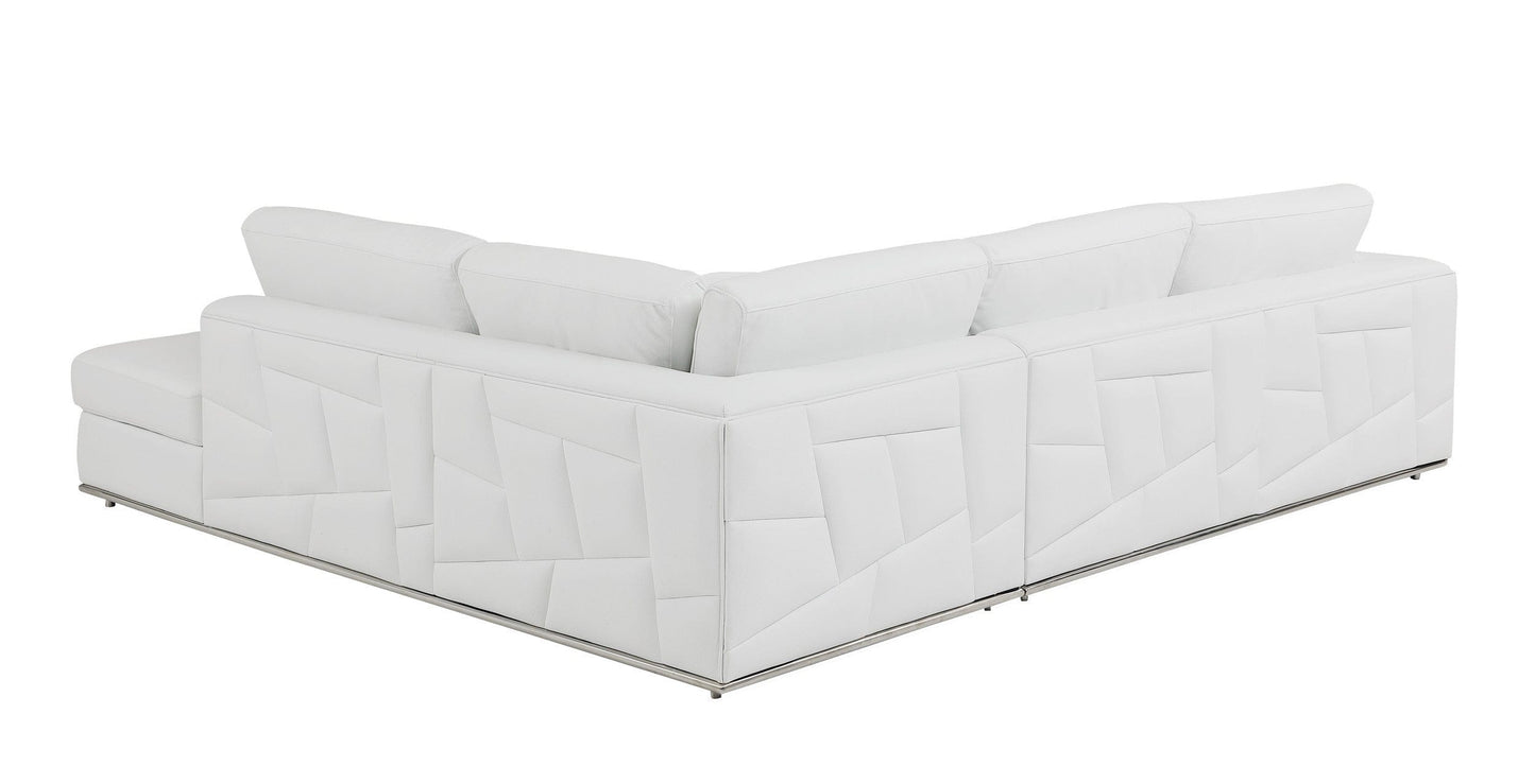 Global United Furniture DivanItalia White Right Arm Facing Sectional Sofa – Top Grain Italian Leather