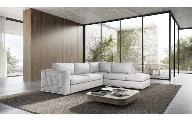 Global United Furniture DivanItalia White Right Arm Facing Sectional Sofa – Top Grain Italian Leather