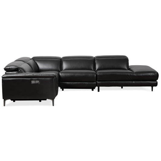 Ashcroft Zander Reclining Sectional Sofa - Black Faux Leather