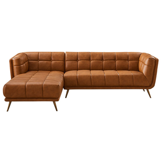 Ashcroft Addison Left Sectional Cognac Leather Sofa