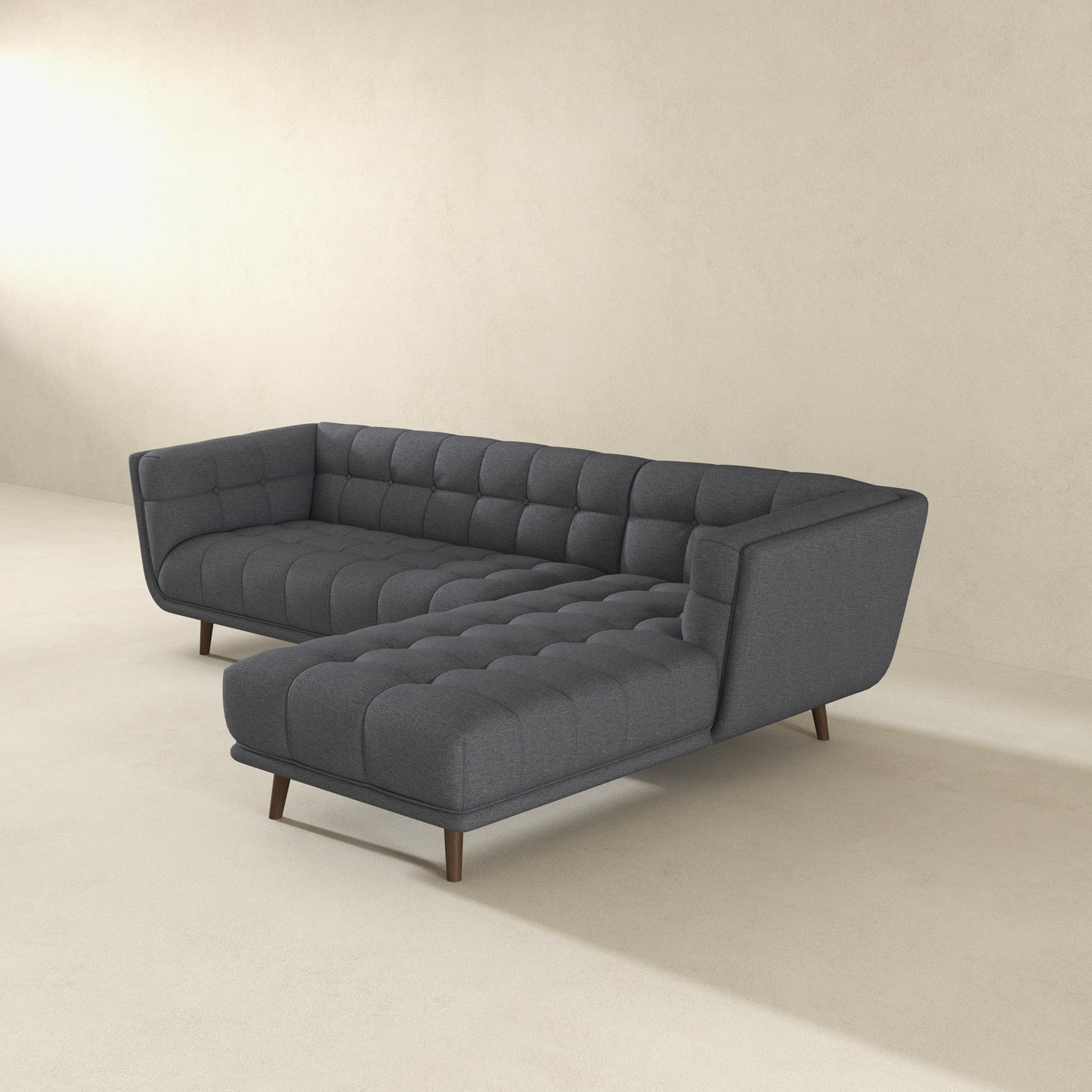 Ashcroft Addison Right Sectional Ash Grey Fabric Sofa