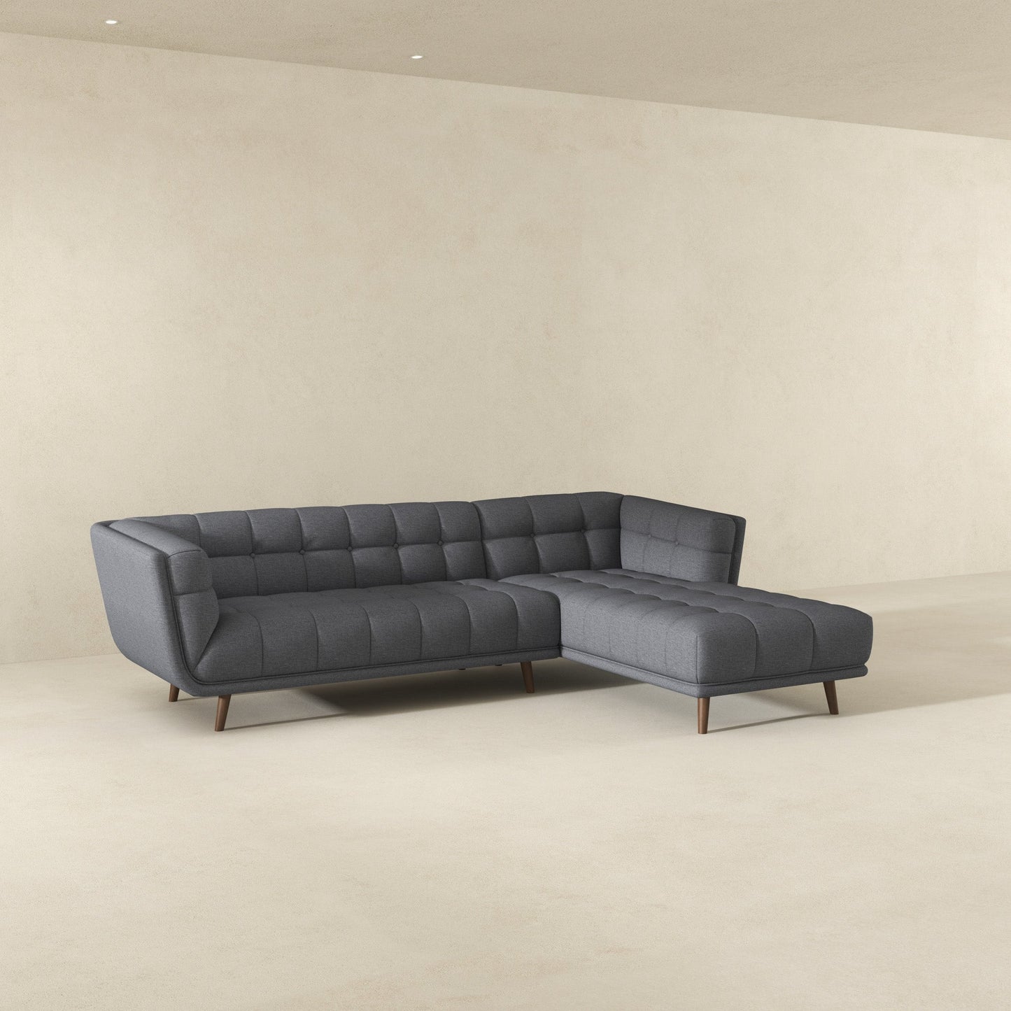 Ashcroft Addison Right Sectional Ash Grey Fabric Sofa