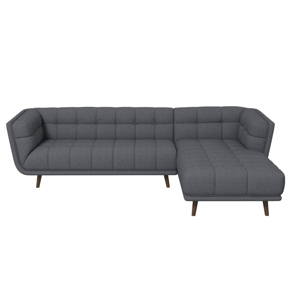 Ashcroft Addison Right Sectional Ash Grey Fabric Sofa