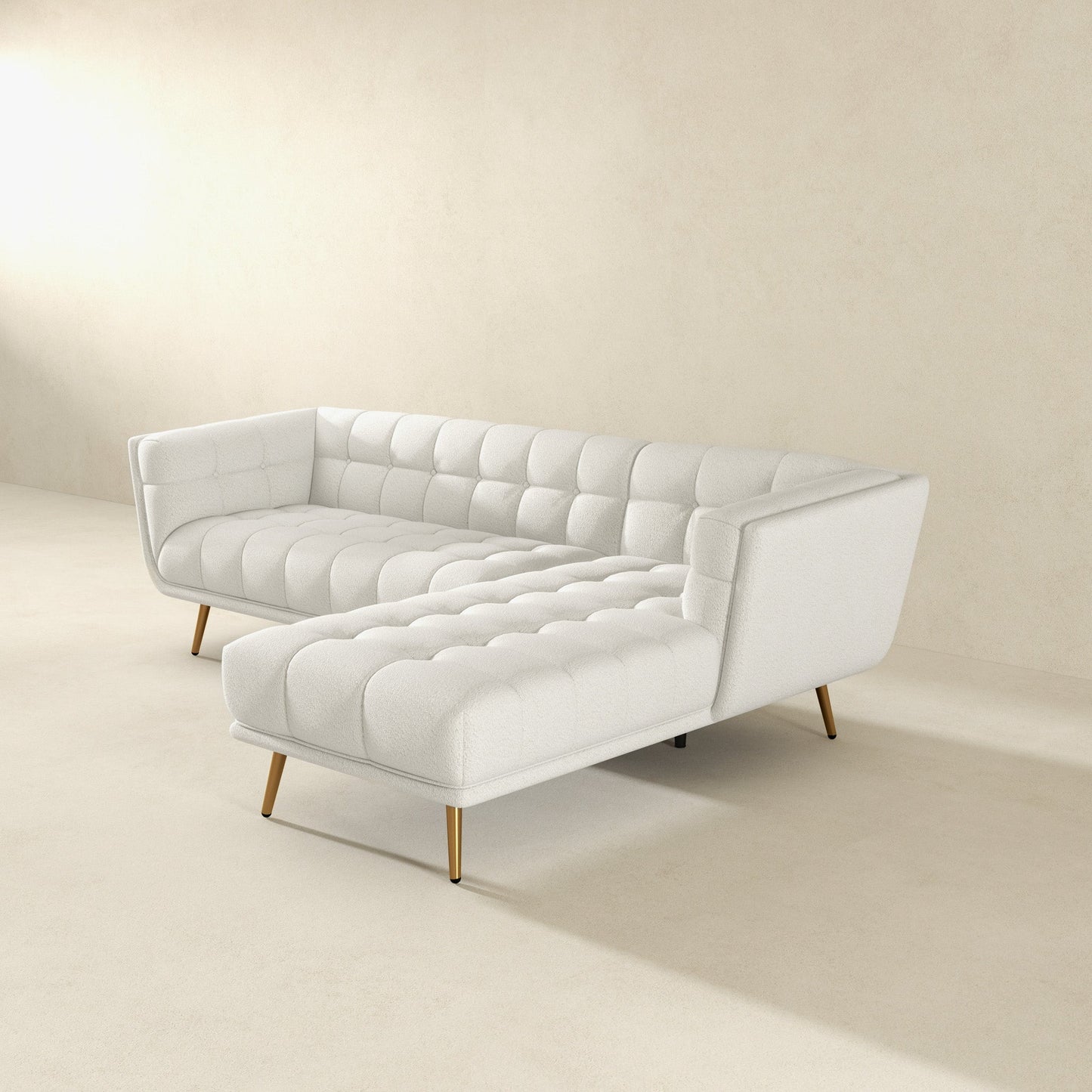 Ashcroft Addison Right Sectional Cream Boucle Sofa