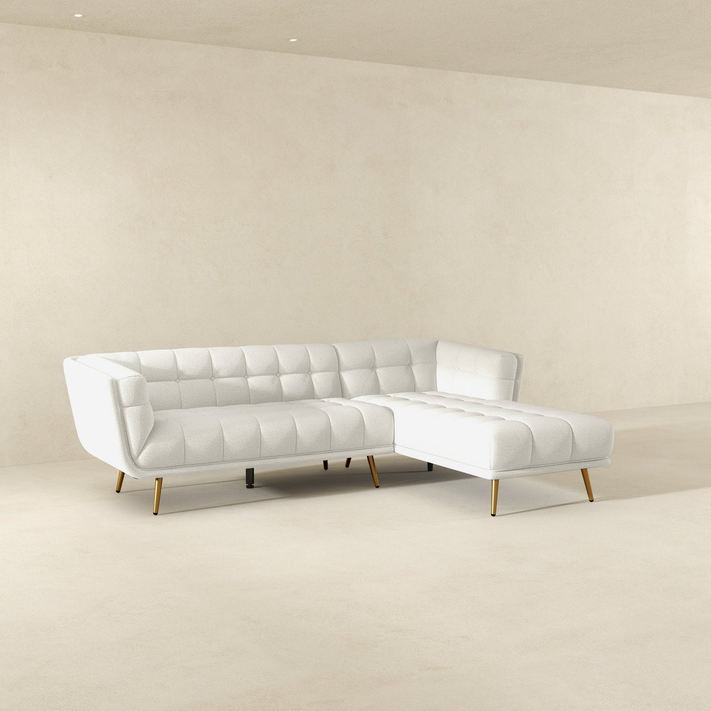 Ashcroft Addison Right Sectional Cream Boucle Sofa