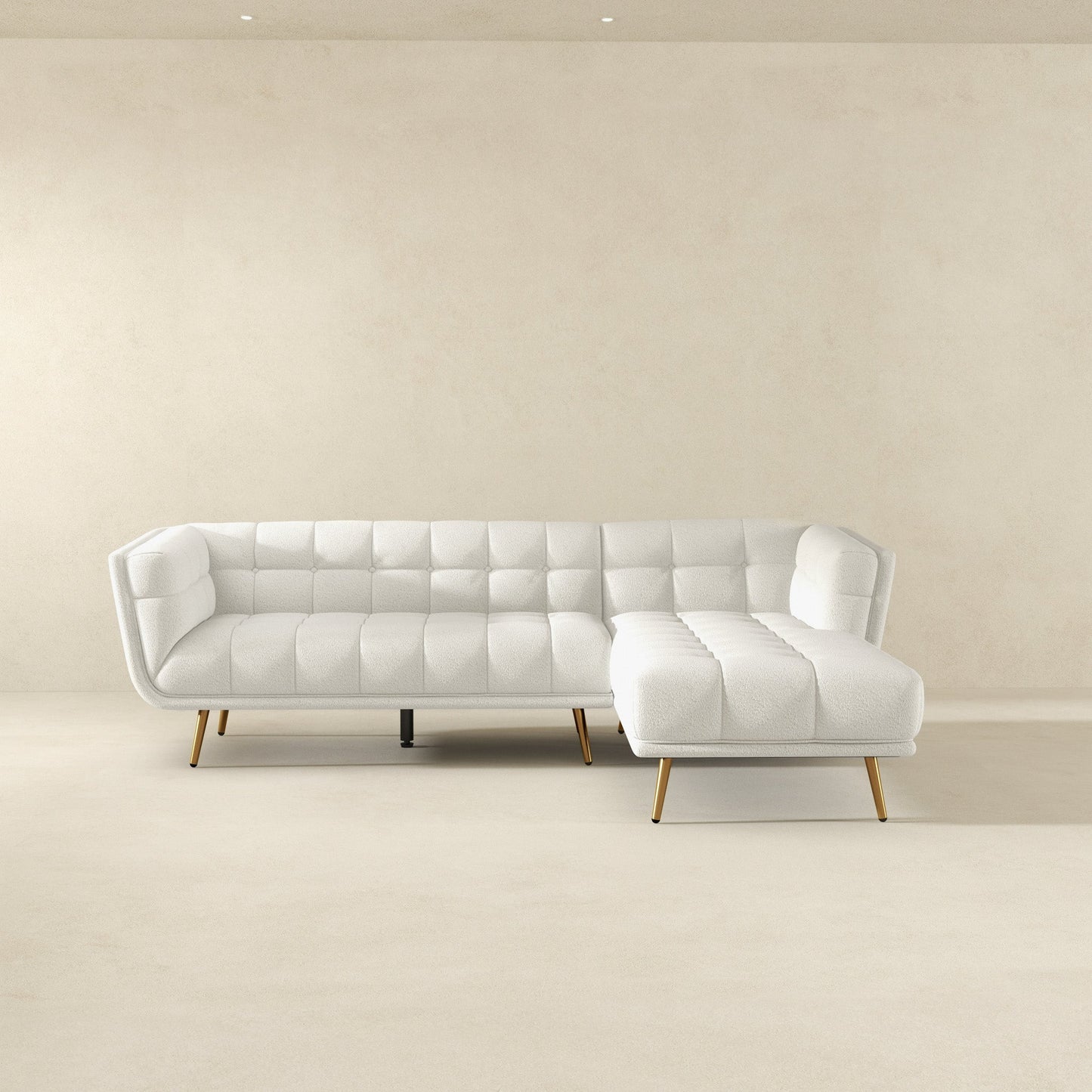 Ashcroft Addison Right Sectional Cream Boucle Sofa