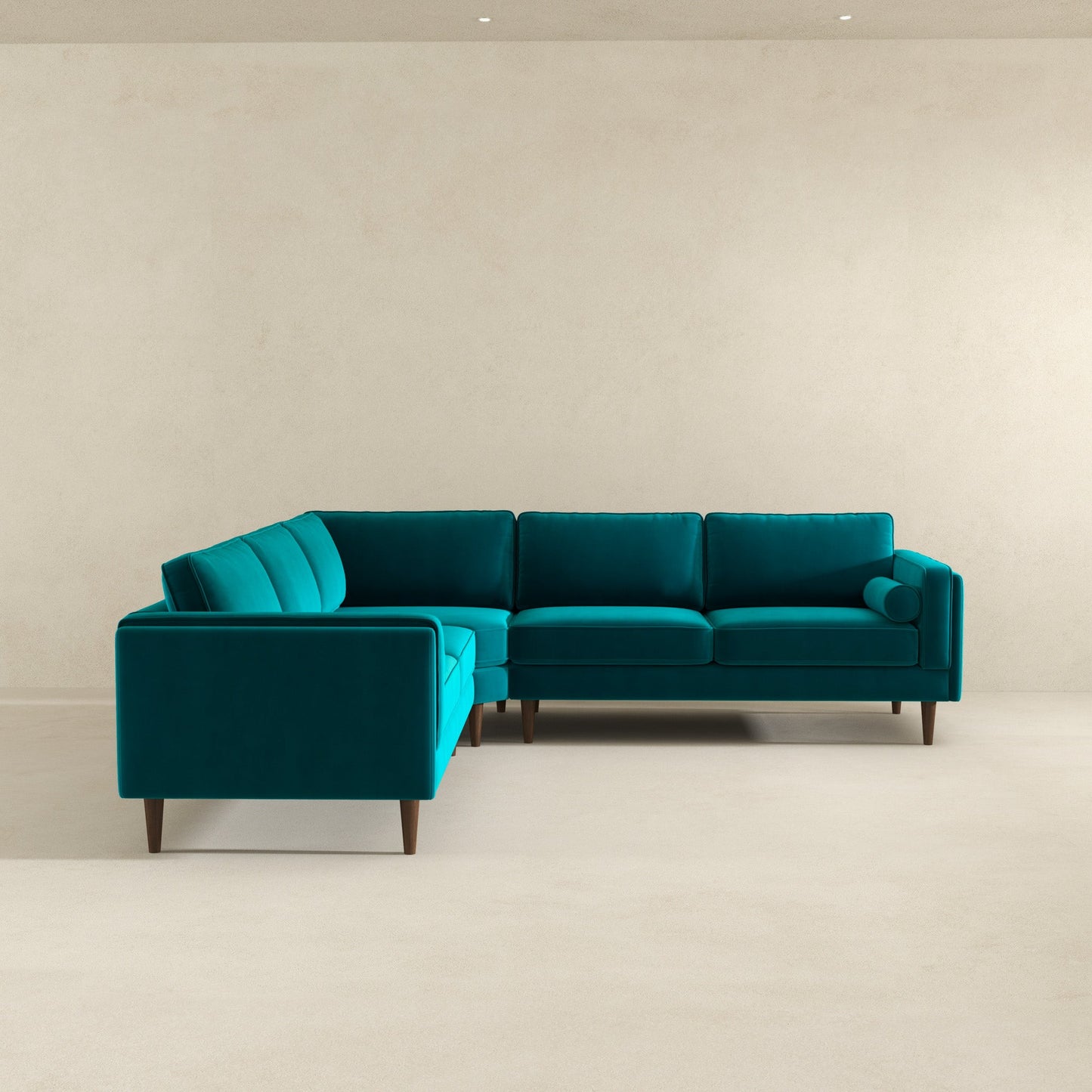 Ashcroft Amber Teal Velvet Corner Sectional Sofa