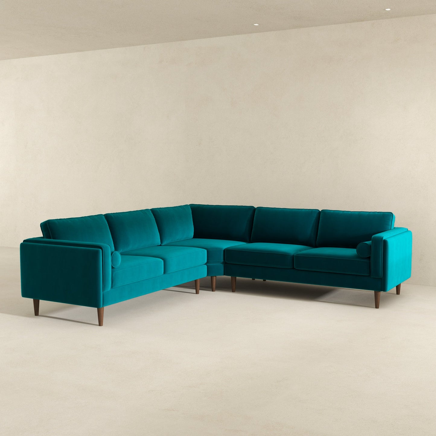 Ashcroft Amber Teal Velvet Corner Sectional Sofa