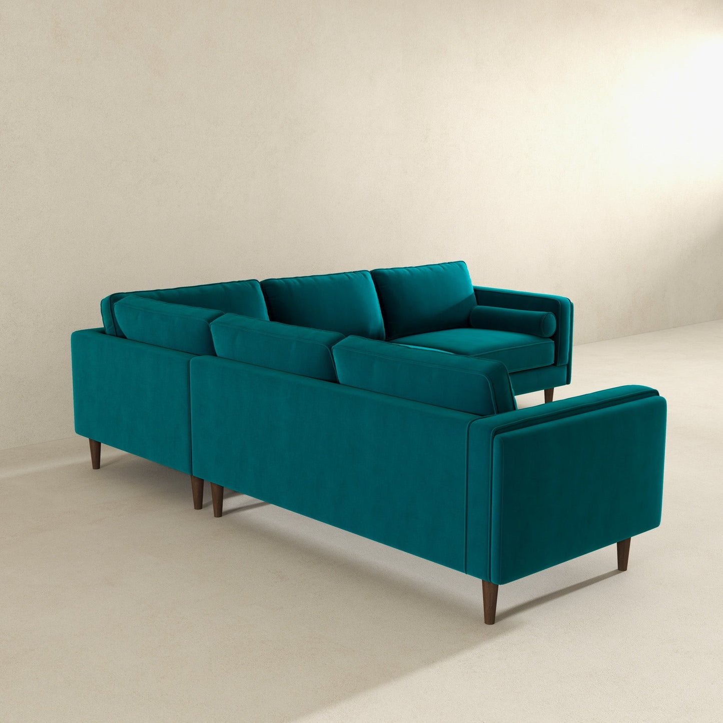 Ashcroft Amber Teal Velvet Corner Sectional Sofa