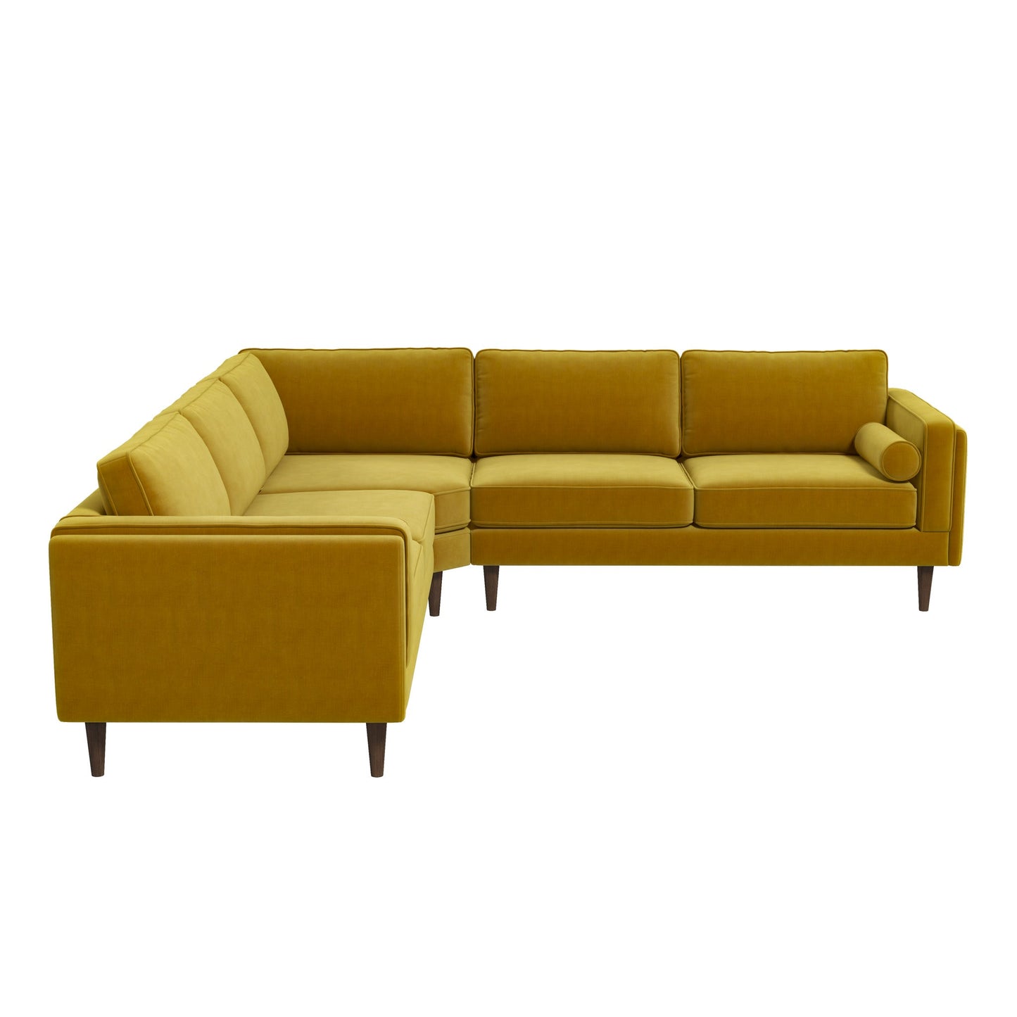 Ashcroft Amber Yellow Velvet Corner Sectional Sofa