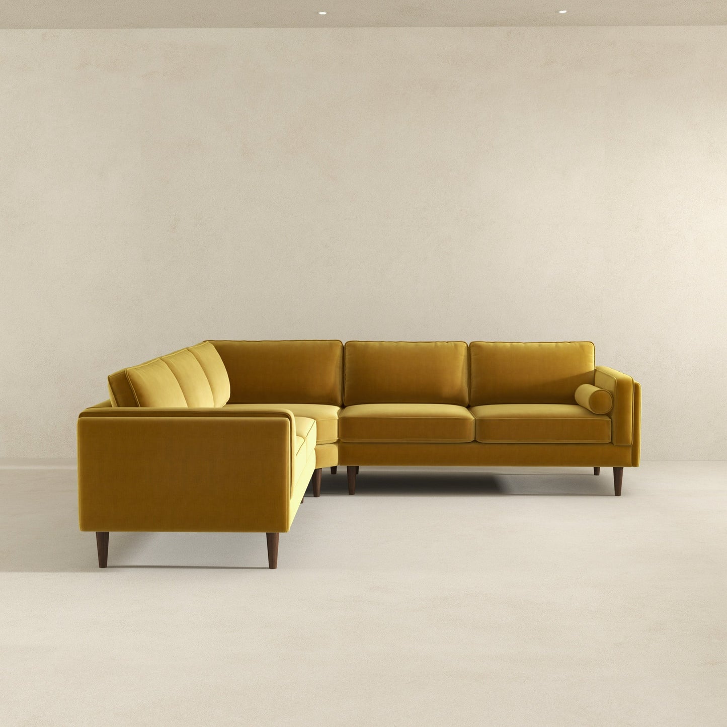 Ashcroft Amber Yellow Velvet Corner Sectional Sofa