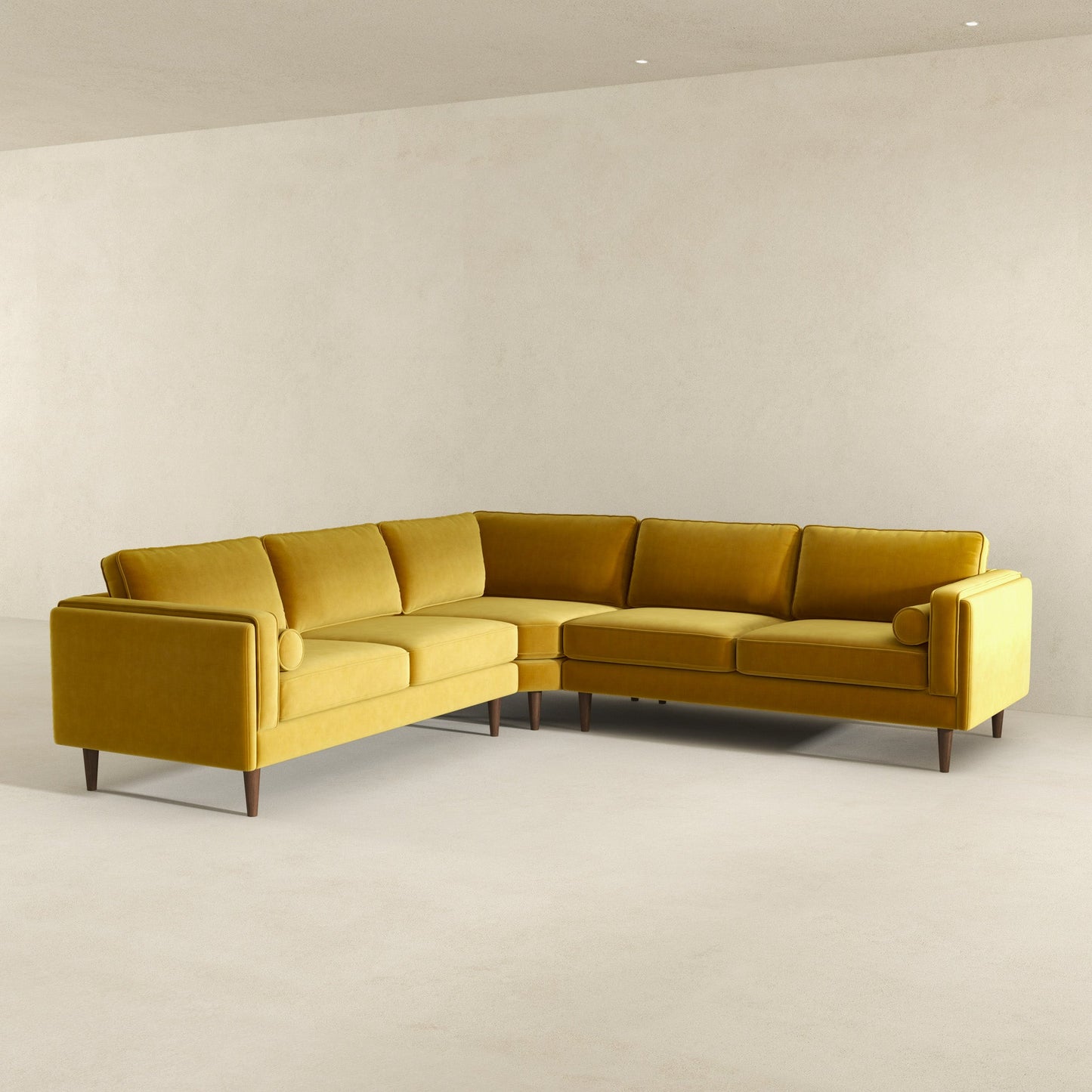 Ashcroft Amber Yellow Velvet Corner Sectional Sofa